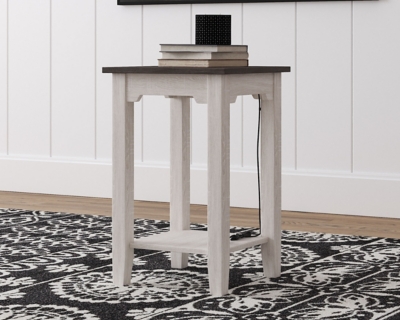 Dorrinson Chairside End Table with USB Ports & Outlets, Two-tone