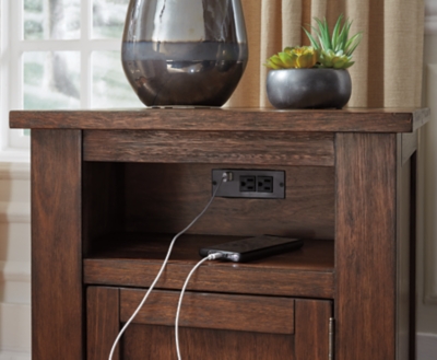 Budmore End Table with USB Ports & Outlets | Ashley Furniture 