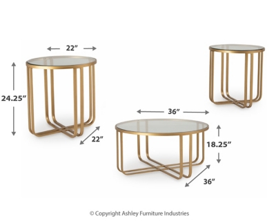Milloton Table (Set of 3) Dimensions