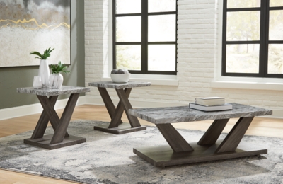 T400-13 Bensonale Table (Set of 3), Brown/Gray sku T400-13