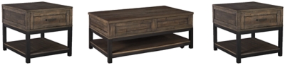 Johurst Coffee Table with 2 End Tables, Grayish Brown