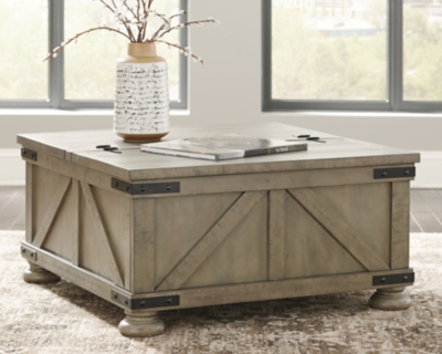 Ashley Furniture Amsel Storage Trunk Coffee Table in Gray