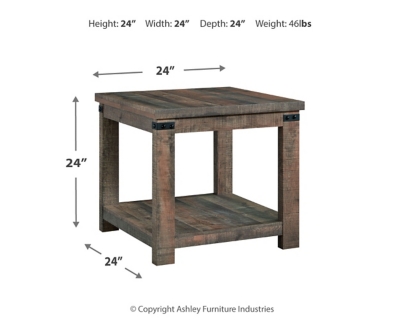 Hollum End Table, Rustic Brown, large