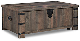 Hollum Lift-Top Coffee Table, Rustic Brown, large