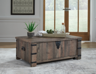 Hollum Lift-Top Coffee Table, Rustic Brown, large