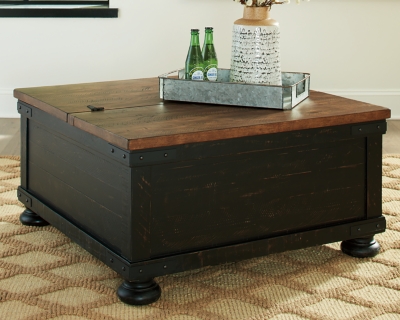 black coffee table with storage drawers