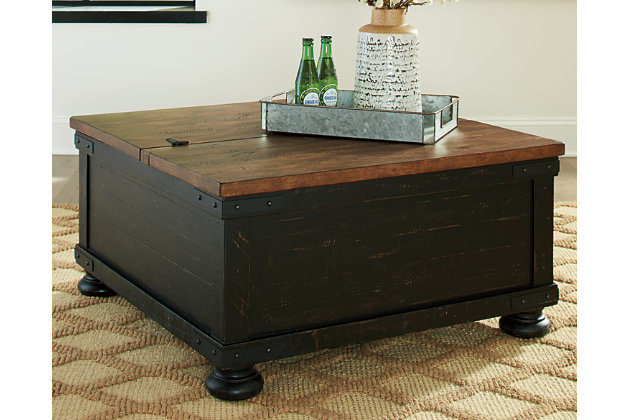 black coffee table with storage drawers