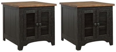 Valebeck 2 End Tables, Black/Brown