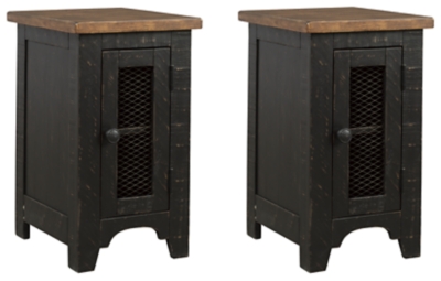 Valebeck 2 End Tables, Black/Brown