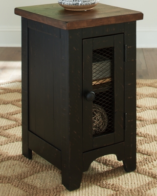 Valebeck Chairside End Table, Black/Brown, large