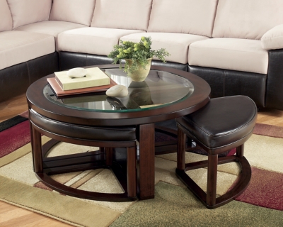 Classic Leather Table & Stool - Round