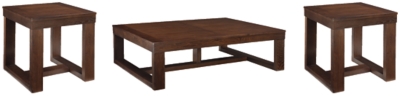 Watson Coffee Table with 2 End Tables, Dark Brown