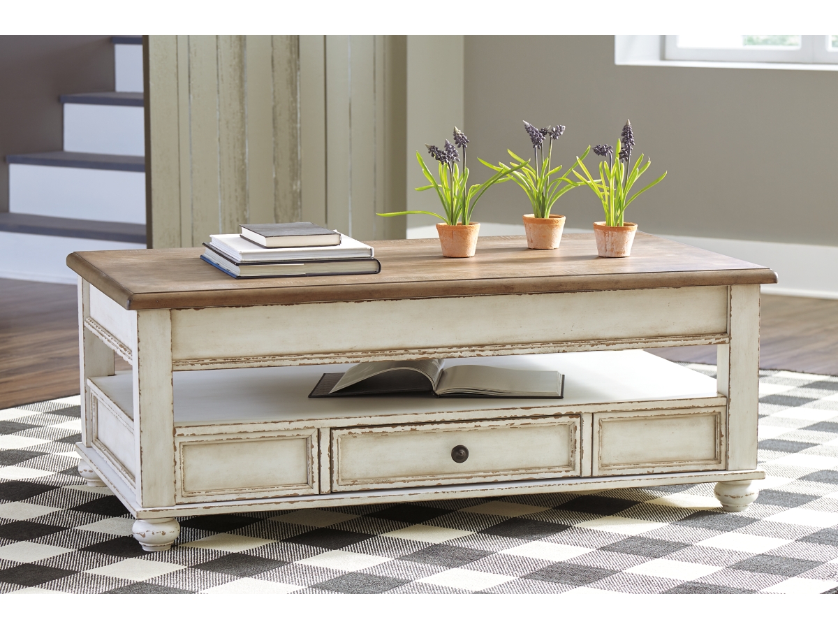 Realyn Coffee Table - White/Brown