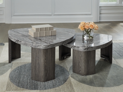 Surmour Stacked Coffee Table (Set of 2), Gray/Brown