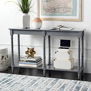 Lighten the look of your living space and add a dash of the tropics with this faux bamboo console table. Modern coastal design is perfect for today’s casual lifestyles.Made of wood and engineered wood | Gray finish | Clean with a soft, dry cloth | Assembly required