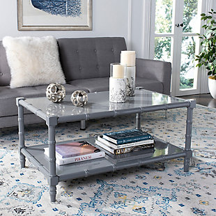 Make a splash in your living space and add a dash of the tropics with this faux bamboo coffee table. Modern coastal design is perfect for today’s casual lifestyles.Made of wood and engineered wood | Gray finish | Clean with a soft, dry cloth | Assembly required