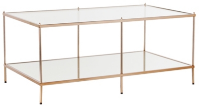 Gold Finished Glass Coffee Table, , large