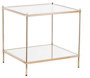 Gold Finished Glass End Table, , large