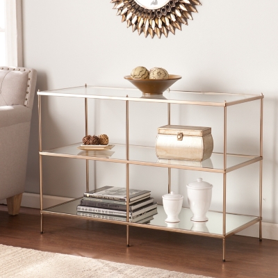 Gold Finished Glass Console Table, , large