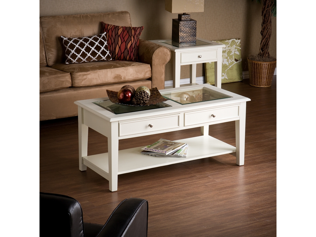 Southern enterprises glass coffee table discount
