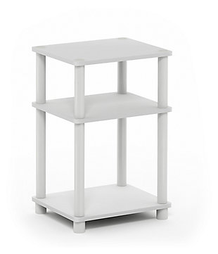 White and Black Just 3-Tier Turn-N-Tube End Table, , large