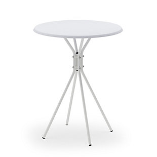 White Theo Round Side Table with Crossed Legs, , rollover