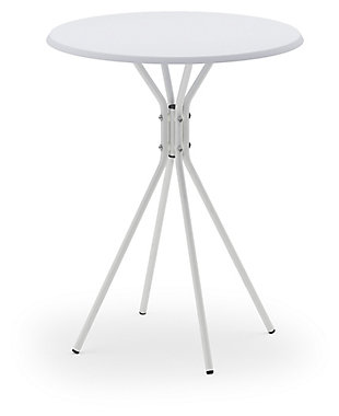 White Theo Round Side Table with Crossed Legs, , large
