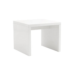 Abby Abby Square Side Table in High Gloss White, White, large