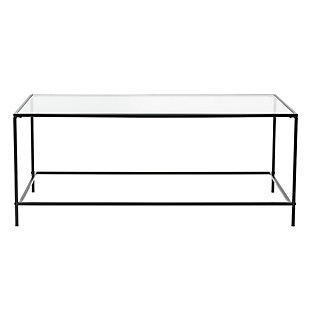 Arvi Arvi 44" Coffee Table in Clear Glass with Black Base, Clear/Black, rollover