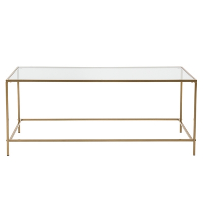Arvi Arvi 44" Coffee Table in Clear Glass with Brass Base, Clear/Brass, large