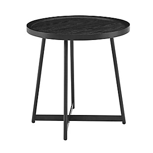 Niklaus Niklaus 22" Round Side Table in Black Ash Wood and Black, Black, large