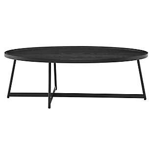 Niklaus Niklaus 47" Oval Coffee Table in Black Ash Wood and Black, Black, rollover