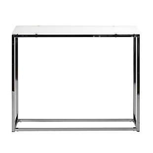 Sandor Sandor Console Table with Pure White Tempered Glass Top and Chrome Frame, , rollover