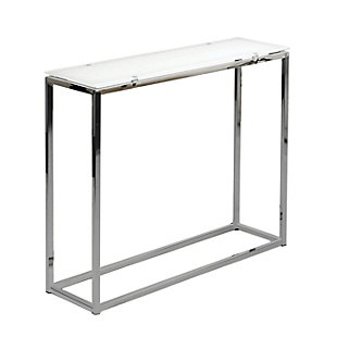 Sandor Sandor Console Table with Pure White Tempered Glass Top and Chrome Frame, , large