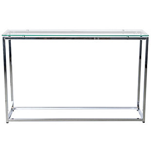 Sandor Sandor Long Conosole Table with Clear Tempered Glass Top and Chrome Frame, , rollover