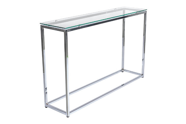 Clear Glass Top And Chrome Frame, Long Glass Console Table