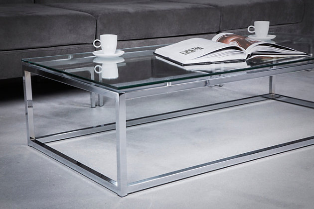 Sandor Rectangle Coffee Table In Clear, Large Rectangular Glass Coffee Table
