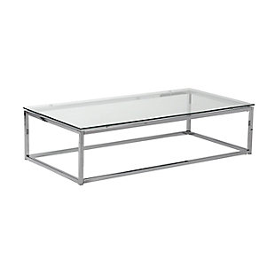 Sandor Sandor Rectangle Coffee Table in Clear Glass with Chrome Base, , large