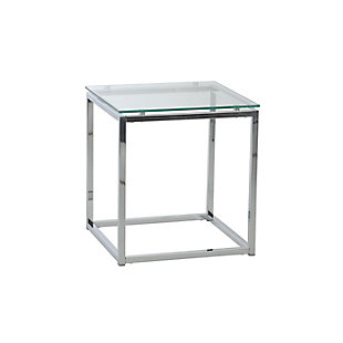 Sandor Sandor Square Side Table in Clear Glass with Chrome Base, , large