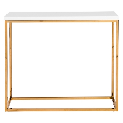 Teresa Teresa Console Table in White with Brushed Gold Stainless Steel Frame, White, large