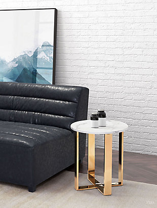 ZUO Modern Atlas End Table Stone And Gold, , rollover