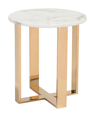ZUO Modern Atlas End Table Stone And Gold, , large