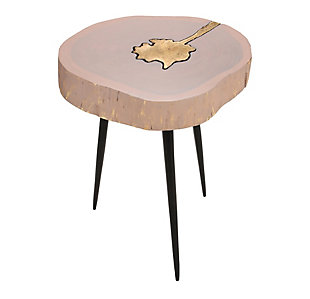 Timber Timber Pink and Brass Side Table, Brown, large