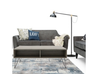 Hunter SOLID MANGO WOOD and Metal 48 inch Wide Rectangle Industrial Lift Top Coffee Table in Grey