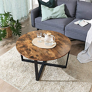VASAGLE Alinru Round Coffee Table with Metal Frame, , rollover