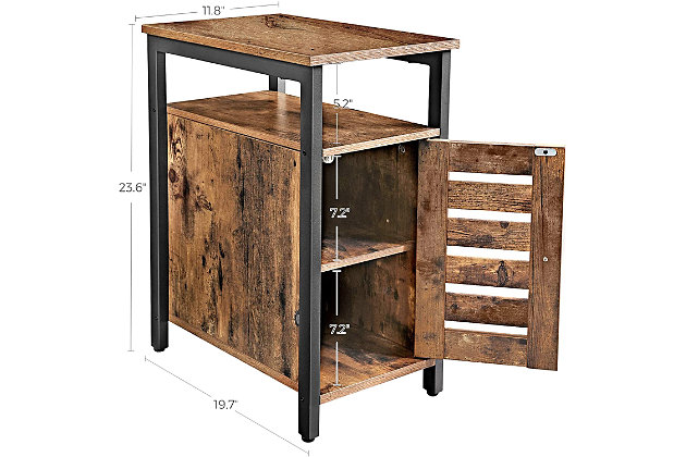 Born from the union of black iron and rustic brown panels, this multipurpose cabinet is a piece of furniture that will leave guests amazed in the living room or a highly respected business partner in your officeA large compartment | A height-adjustable shelf | Rustic brown board and black metal frame | Assembly required