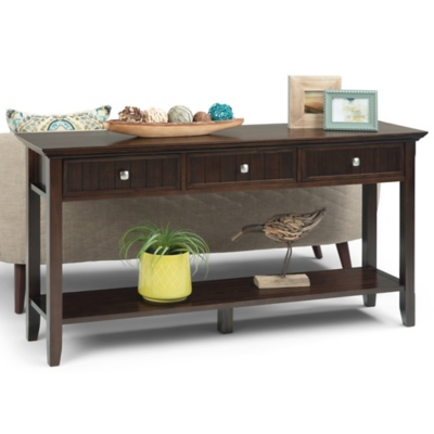 Transitional Wide Console Sofa Table, 60 Inch Console Table With Stools