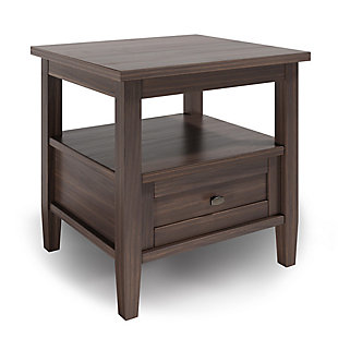 Warm Shaker Solid Wood 20" Rustic End Table, Walnut Brown, large