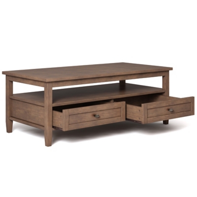 Warm Shaker Solid Wood 48" Rustic Coffee Table - Thumbnail 2