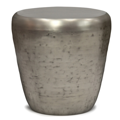 Garvy Metal Accent Side Table, Antique Silver, large